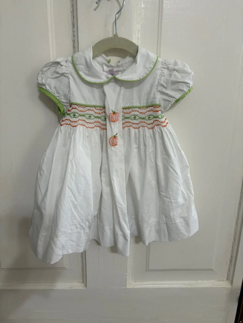 Lullaby Set Fall Pumpkin Smocked Embroidered Dress size 12 Months